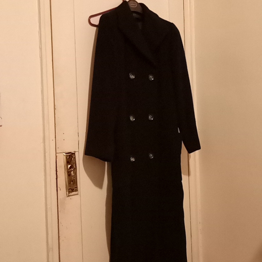 Long women's peacoat black jacket
